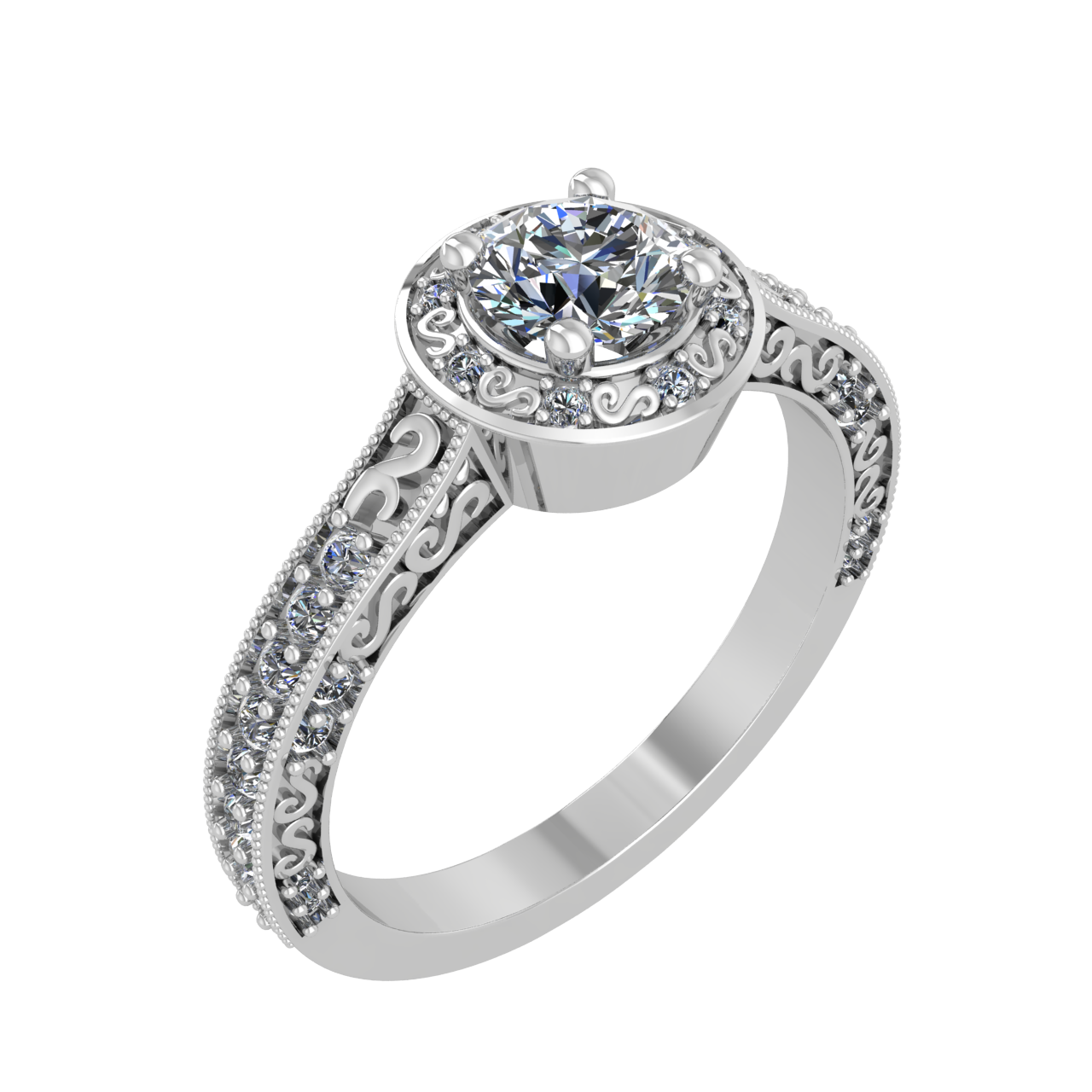 HALO 5.00mm ROUND ENGAGEMENT RING